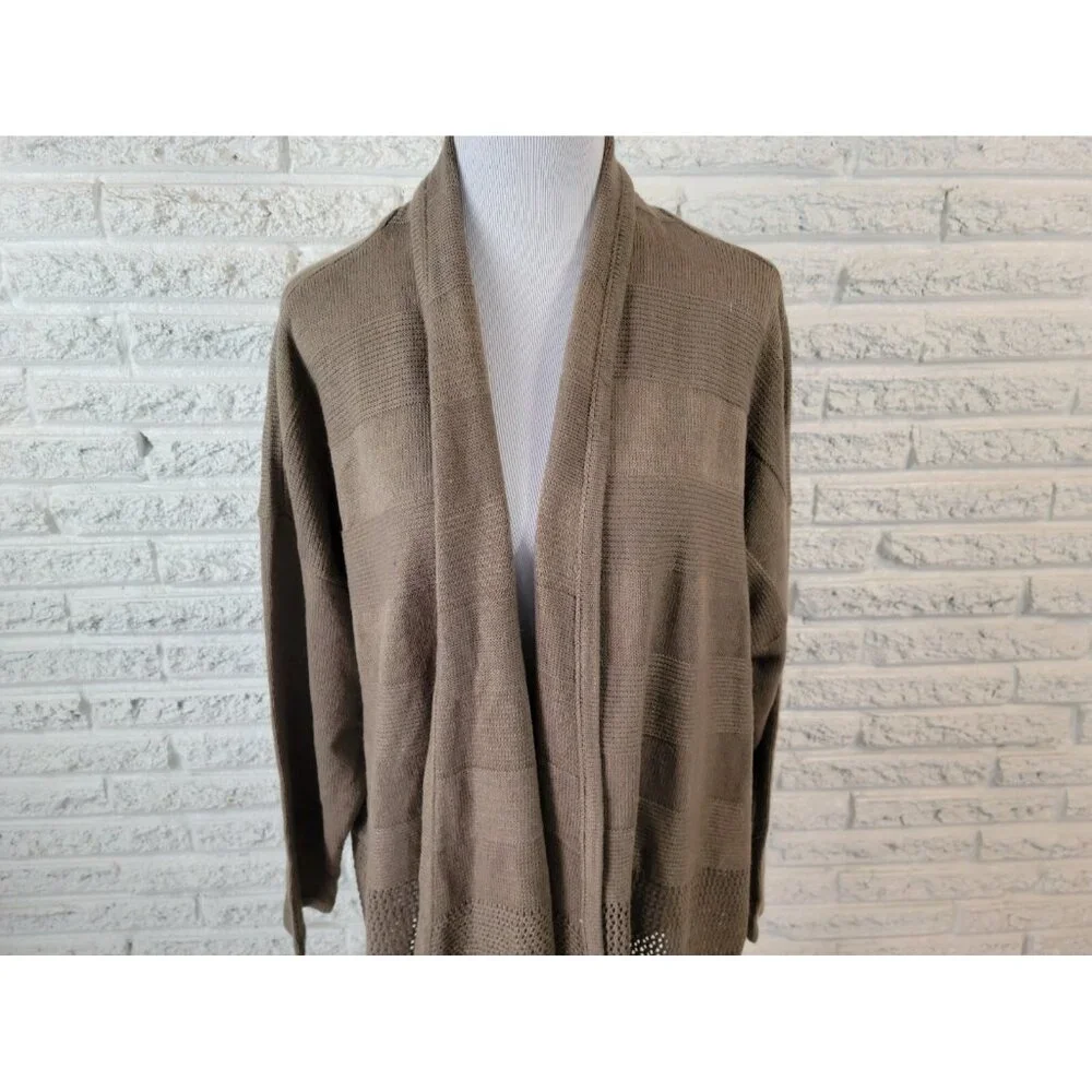 Design History Womens Sweater 3X Plus Cardigan Open Gray Acrylic SWE113E - Picture 4 of 9